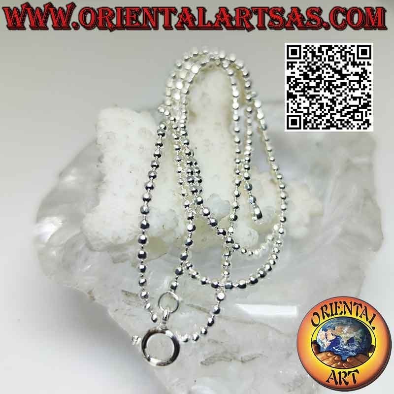 925 ‰ silver chain necklace, diamond-cut square balls (thickness 2 mm)