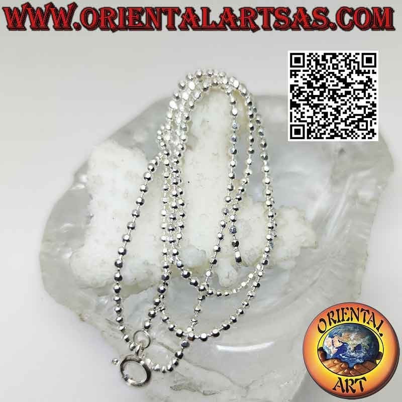 Collana catenina in argento 925 ‰, maglia a palline squadrate diamantate (spessore 2 mm)