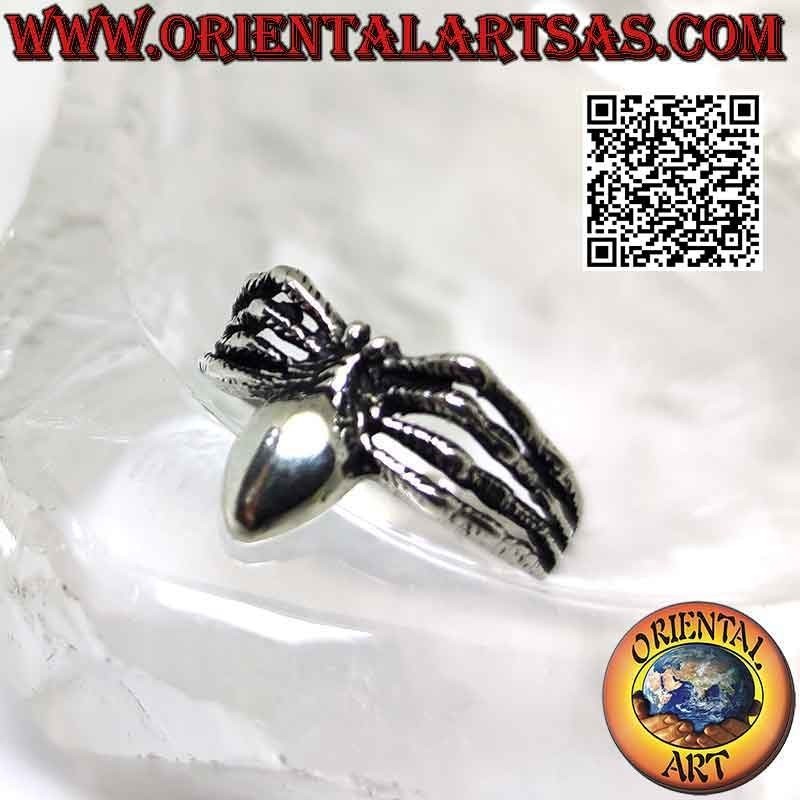 Anillo de plata en forma de araña tarántula sobre 8 patas (liso)