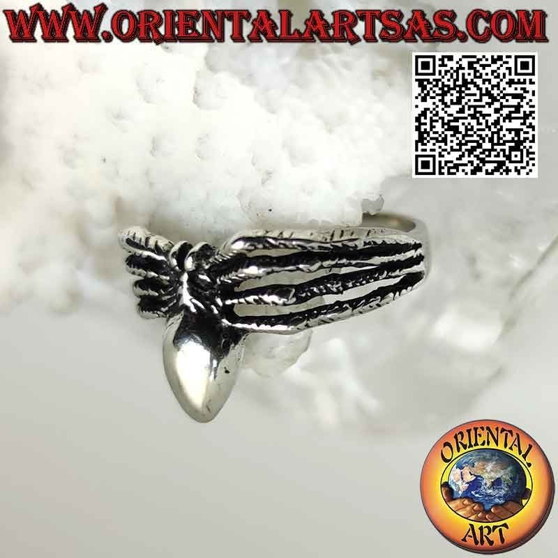 Anillo de plata en forma de araña tarántula sobre 8 patas (liso)