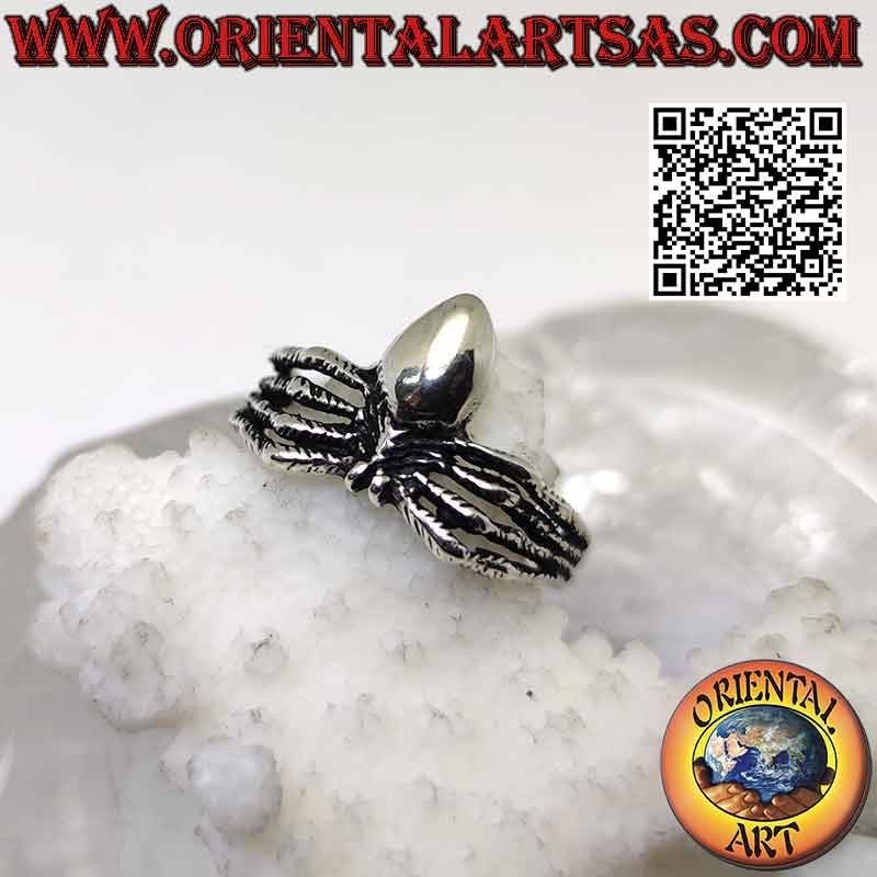 Anillo de plata en forma de araña tarántula sobre 8 patas (liso)