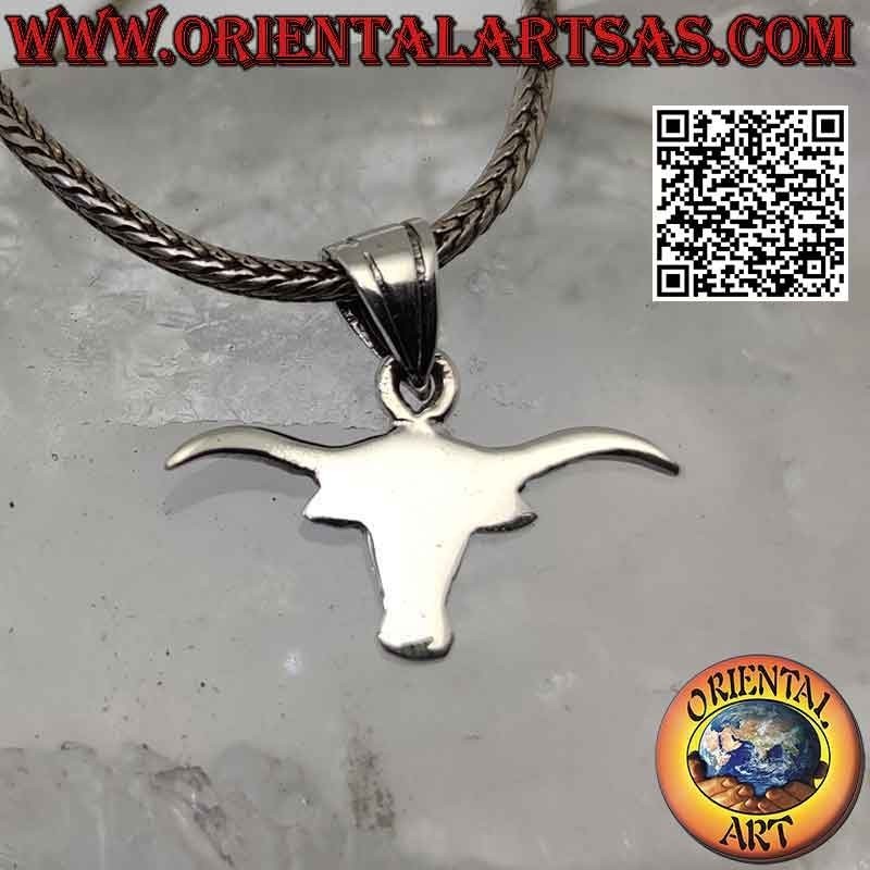Colgante de plata con forma de cabeza de bisonte lisa y plana