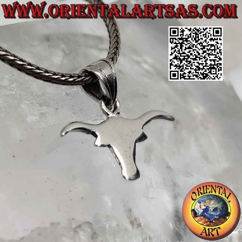 Pendentif en argent en forme de tête de bison lisse et plate