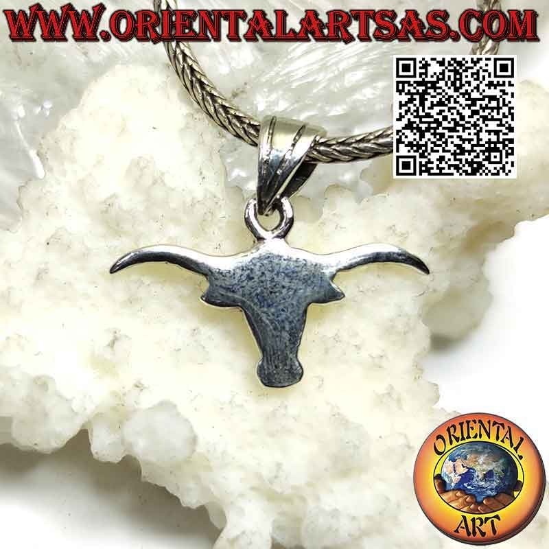 Pendentif en argent en forme de tête de bison lisse et plate