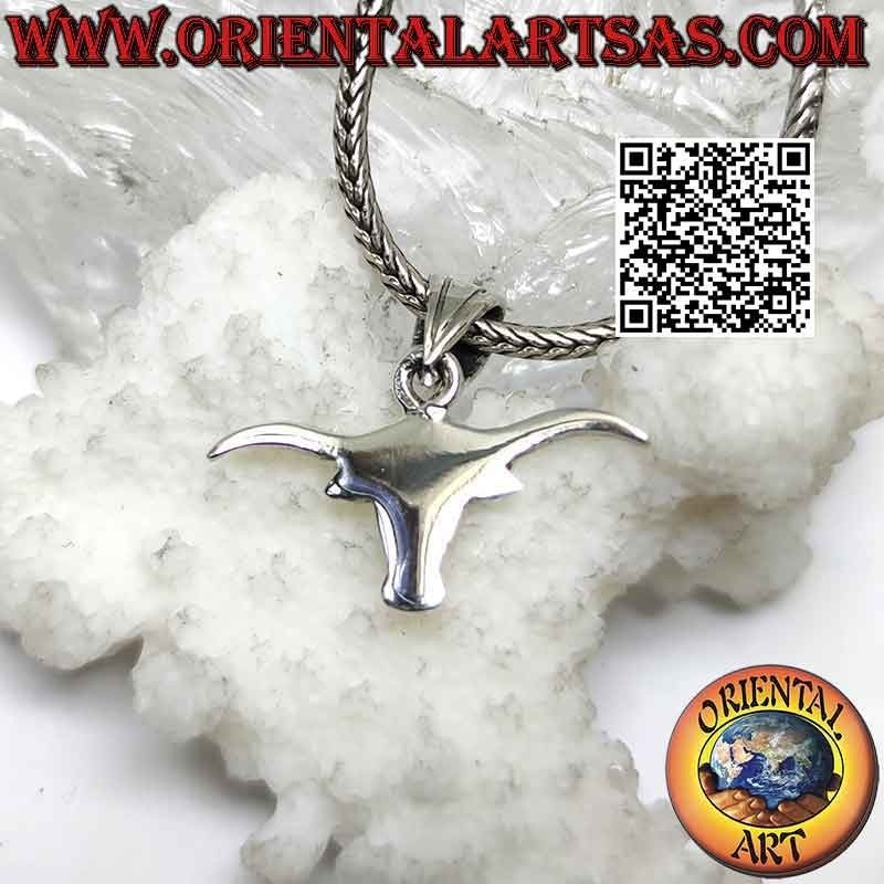 Colgante de plata con forma de cabeza de bisonte lisa y plana