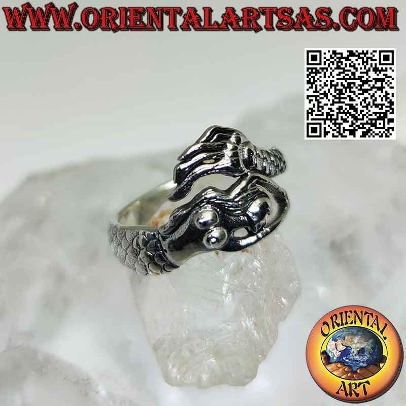 Smooth silver ring, the enveloping and seductive mermaid