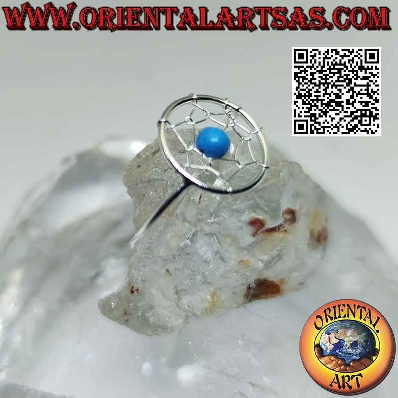 Anello in argento con acchiappasogni da 12 mm e pallina turchese