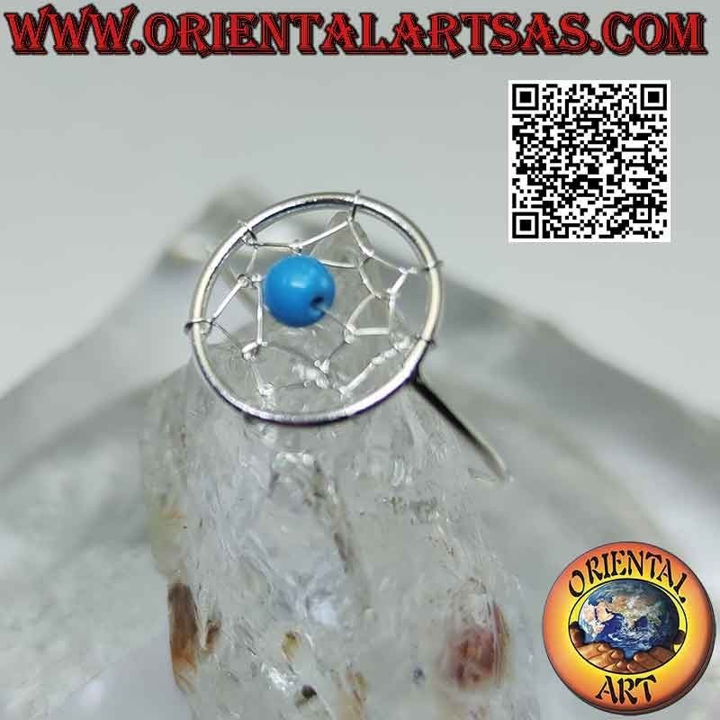 Bague en argent avec attrape-rêves 12 mm et boule turquoise