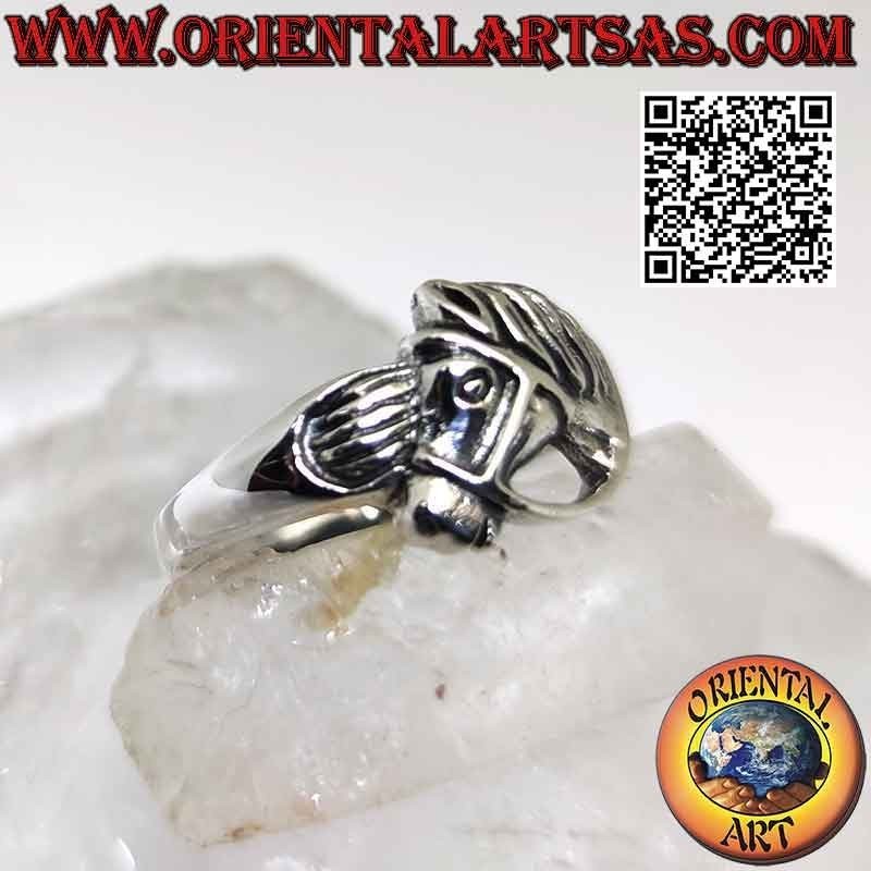 Silver ring, horse head with profile bridle