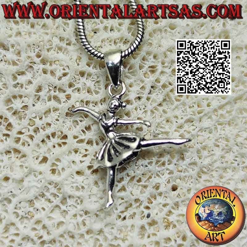 Colgante de plata de bailarina de ballet en tutú arabesco