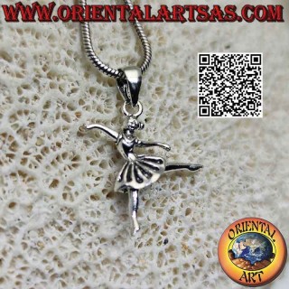 Silver pendant of ballet dancer in arabesque tutu