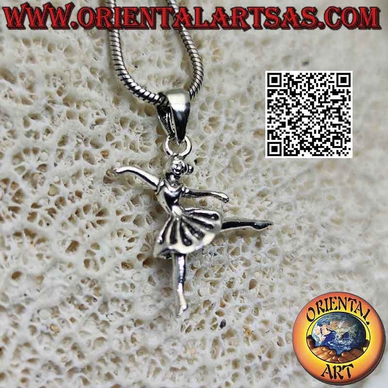 Silver pendant of ballet dancer in arabesque tutu