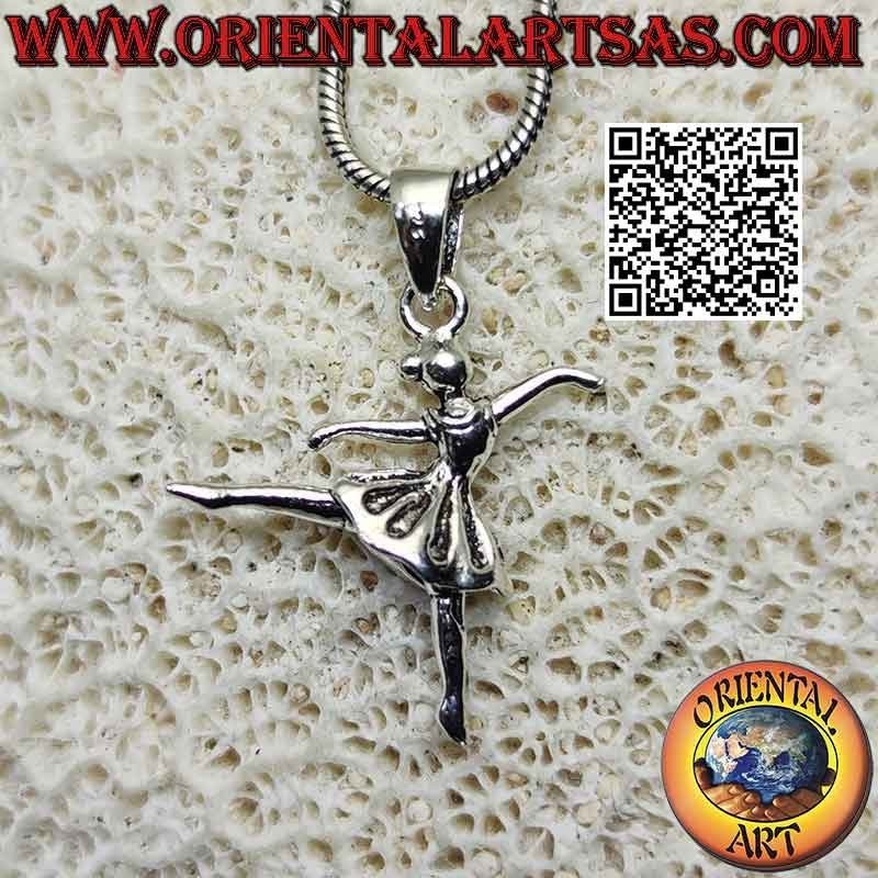 Pendentif en argent de danseuse de ballet en tutu arabesque