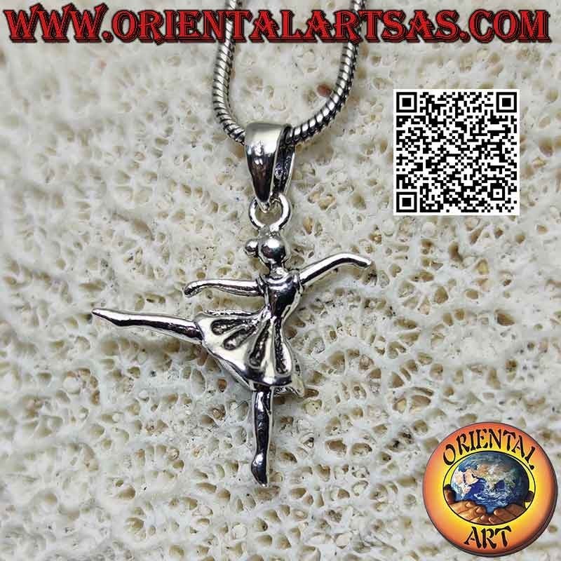 Pendentif en argent de danseuse de ballet en tutu arabesque