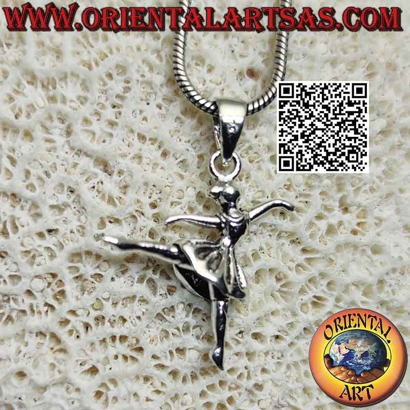 Silver pendant of ballet dancer in arabesque tutu
