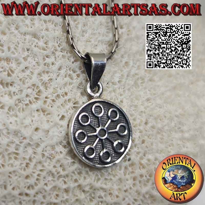 Ciondolo in argento, medaglietta con "Talismano della chiaroveggenza" norreno a bassorilievo