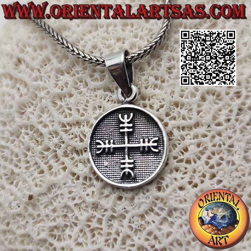 Silver pendant, medal with bas-relief "Talisman of protection"