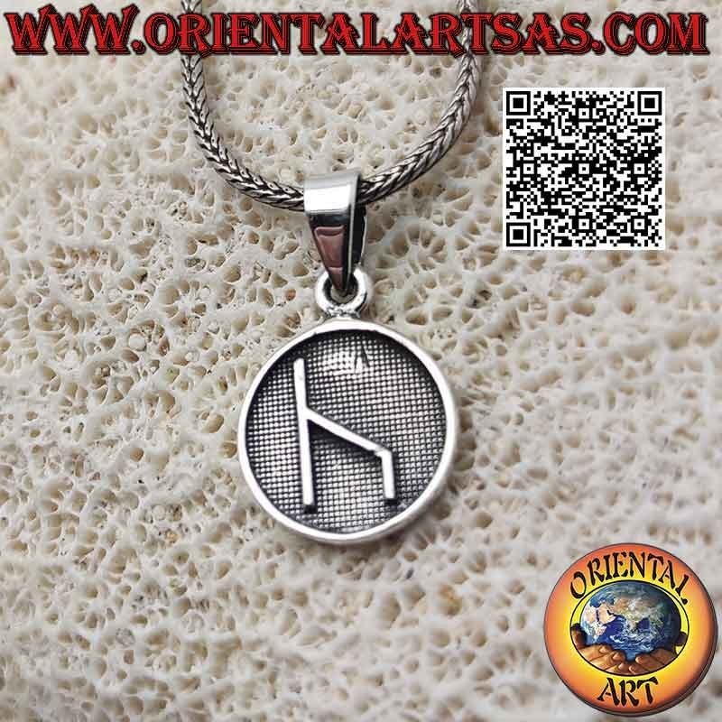 Ciondolo in argento, medaglietta con "Talismano illumina percorsi" norreno a bassorilievo