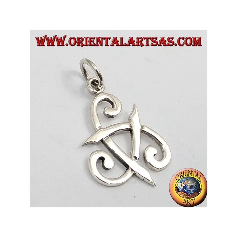 colgante de plata, sombrero de tres picos de Odin o triskell cuerno