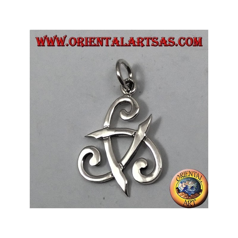 colgante de plata, sombrero de tres picos de Odin o triskell cuerno