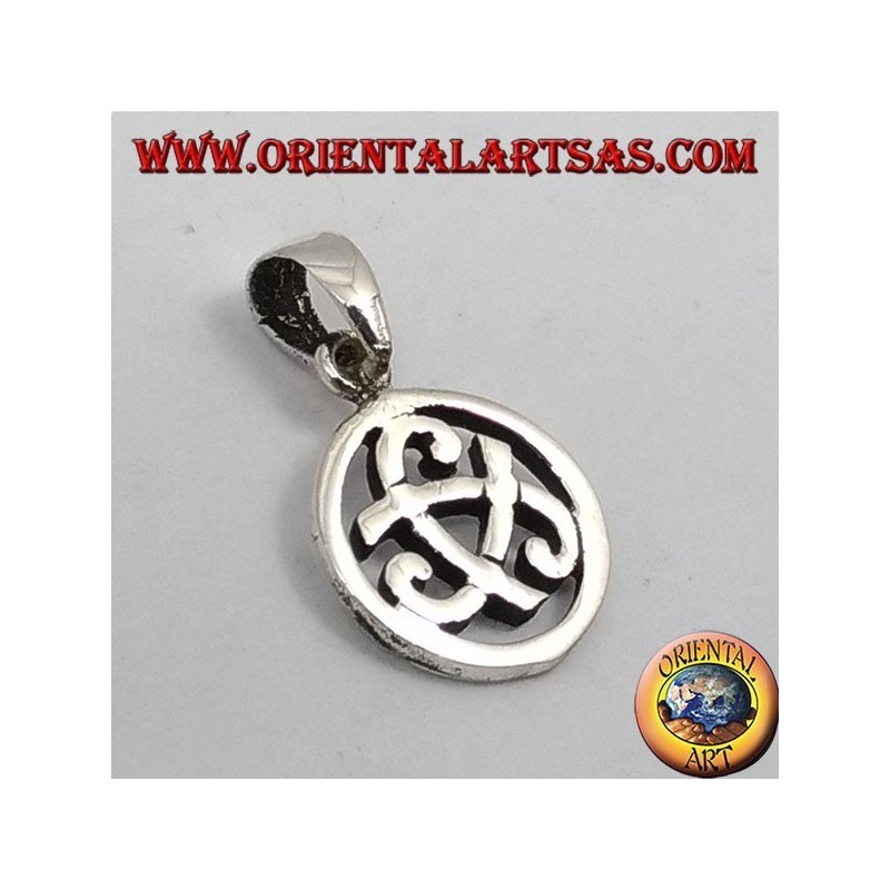 Silber Anhänger, Tricorno Odin im Kreis