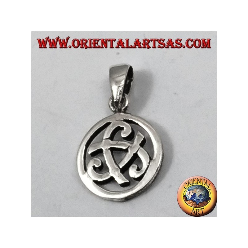 silver pendant, tricorno Odin in the circle