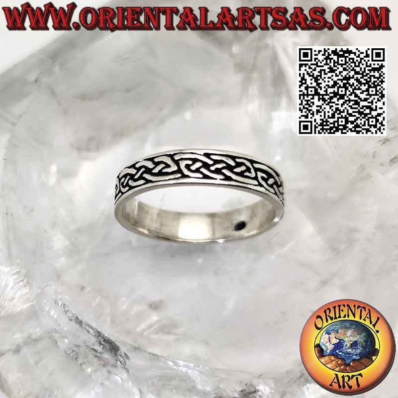 5 mm Silberbandring. mit graviertem unendlichem keltischem Gewebe