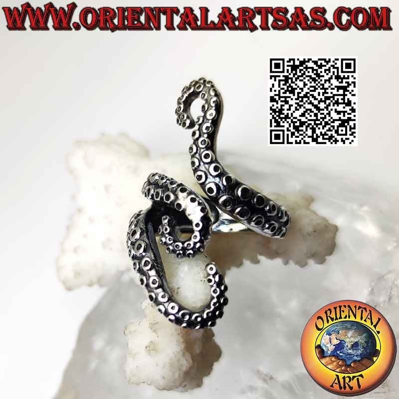 Anillo de plata, los tres tentáculos del pulpo envolvente (pulpo) o pulpo