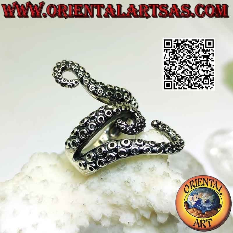 Anillo de plata, los tres tentáculos del pulpo envolvente (pulpo) o pulpo