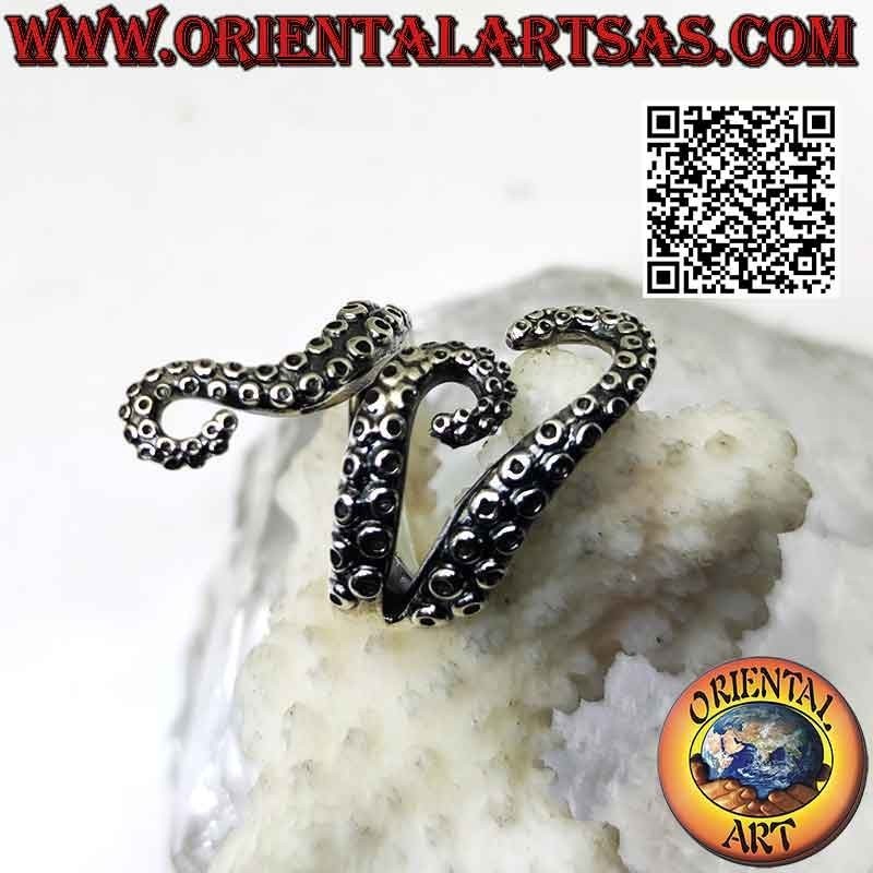 Anillo de plata, los tres tentáculos del pulpo envolvente (pulpo) o pulpo