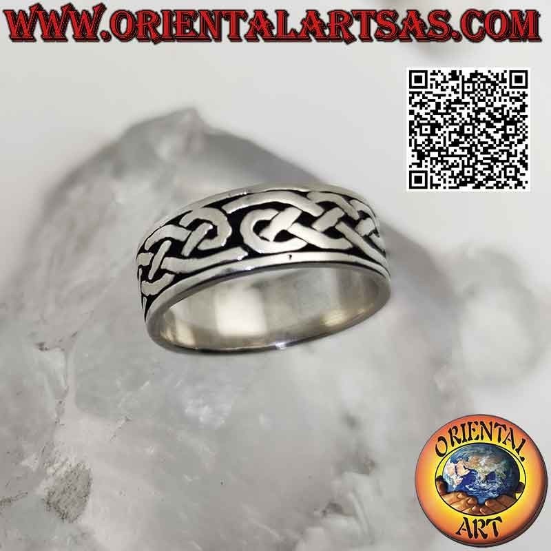 8 mm silver band ring. with infinite Celtic weave often engraved