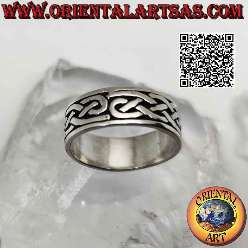 8 mm Silberbandring. mit unendlichem keltischem Gewebe oft graviert