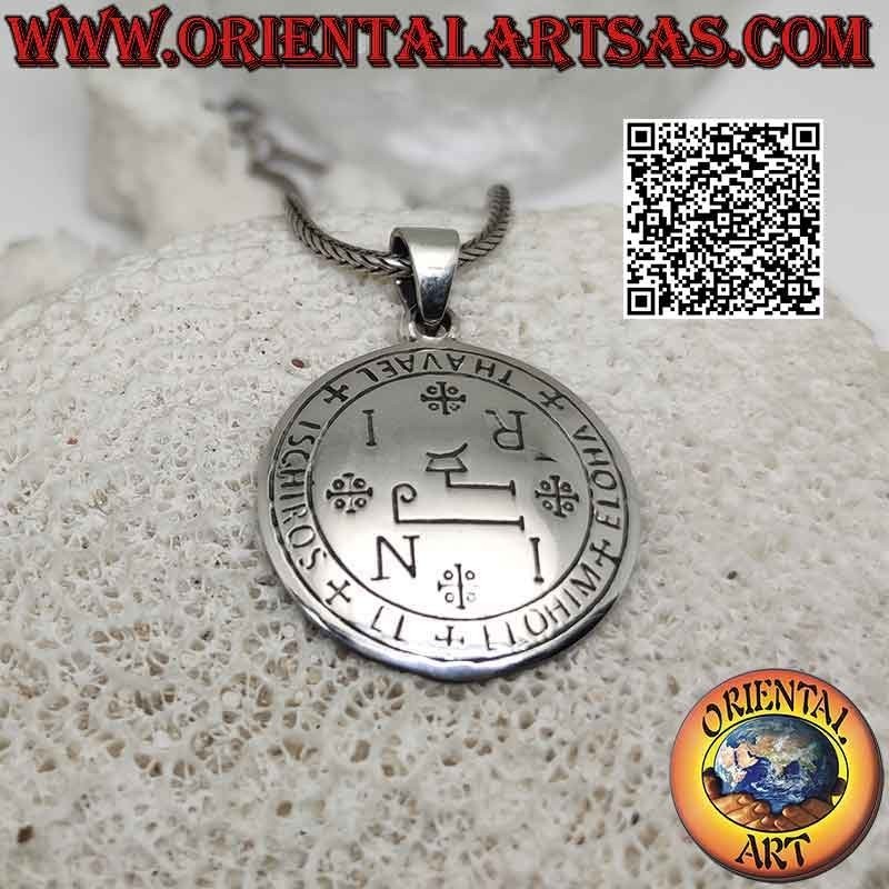 Colgante de plata, sello del arcángel Thavael (sellos del rey Salomón)
