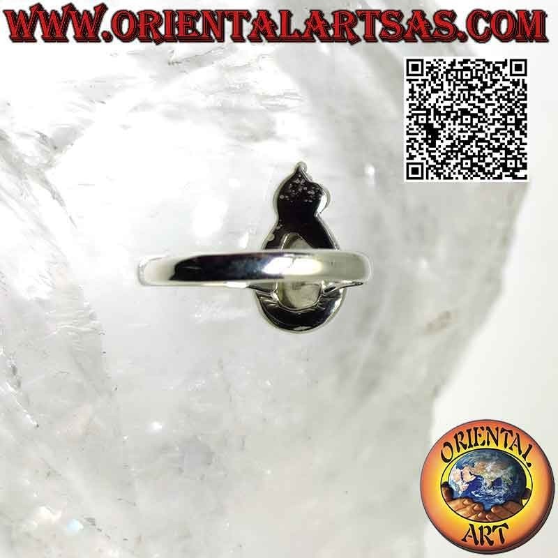 Anillo de plata con lágrima piedra luna arcoiris y lirio