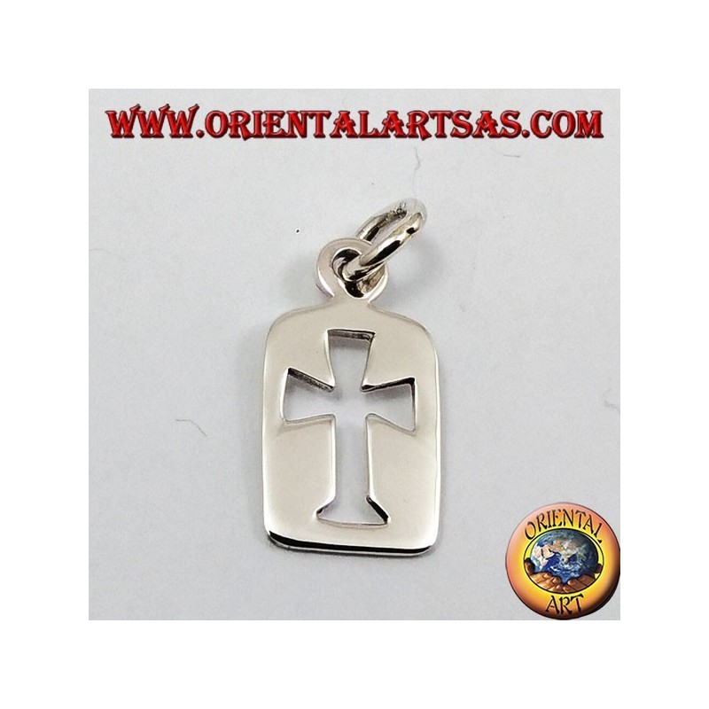 pendant carved cross in a silver plate
