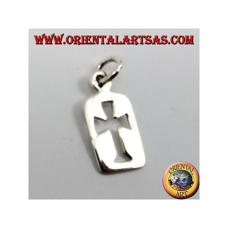 pendant carved cross in a silver plate