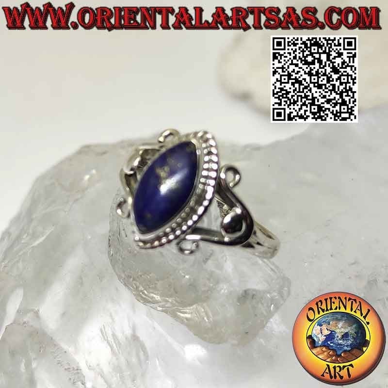 Anillo de plata con lanzadera cabujón lapislázuli y ganchos en U