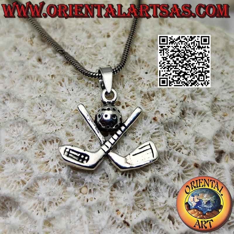 Ciondolo in Argento 925 - Mazze da Golf Incrociate con Pallina