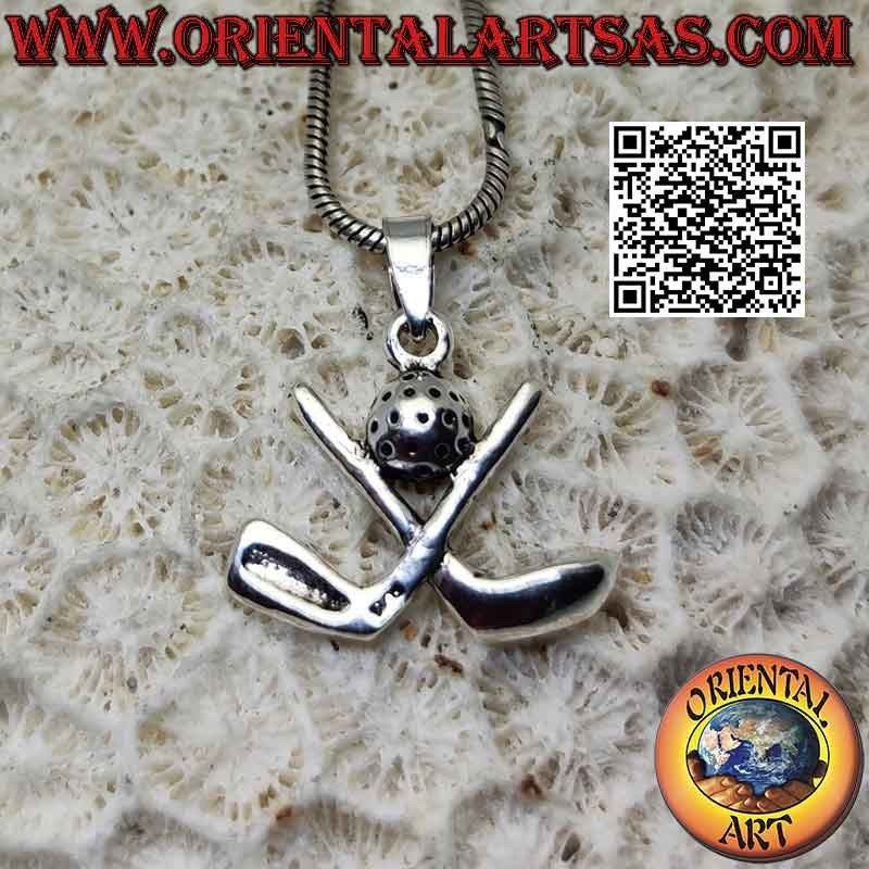 Ciondolo in Argento 925 - Mazze da Golf Incrociate con Pallina