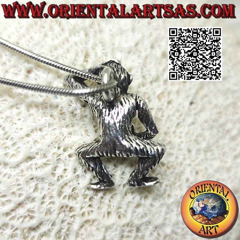 Pendentif en argent, le singe qui se masturbe en bougeant son bras