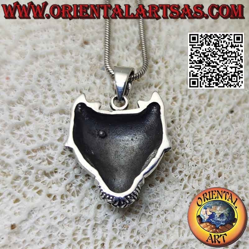 Pendentif tête de loup en argent avec noeud celtique (moyen)