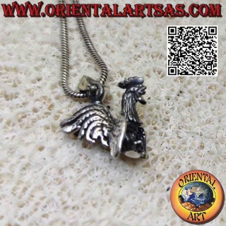 Pendentif en argent en forme de coq marchant (tridimensionnel)