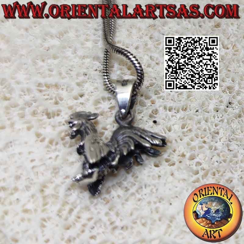 Colgante de plata en forma de gallo andante (tridimensional)