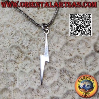 Flat smooth silver pendant in the shape of a lightning bolt or lightning bolt