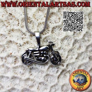 Ciondolo in argento, motocicletta chopper stile "Harley Davidson" di profilo
