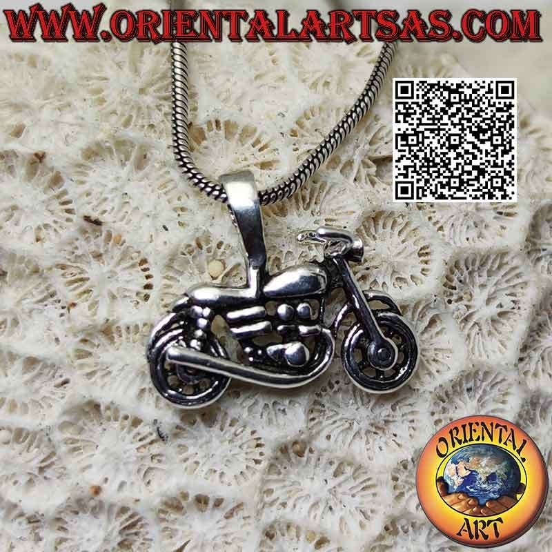 Colgante de plata, moto chopper estilo "Harley Davidson"
