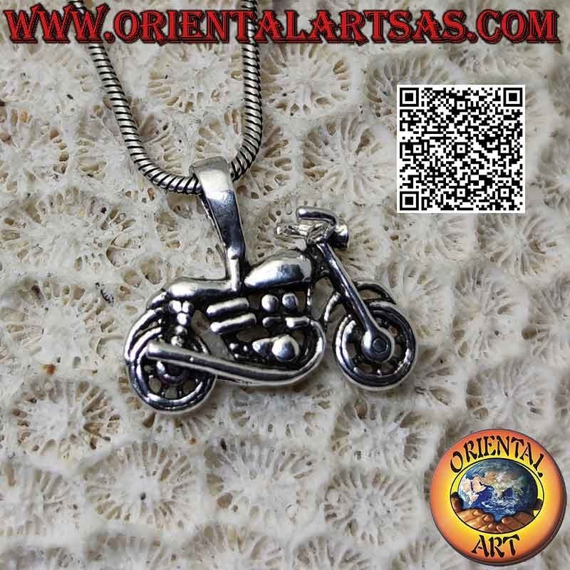Colgante de plata, moto chopper estilo "Harley Davidson"