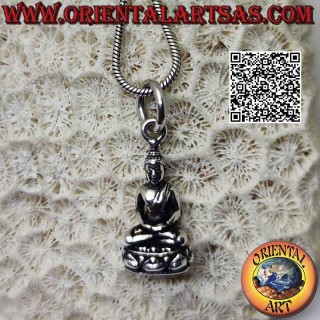Silver pendant, Buddha sculpture "Dhyana Mudra - symbol of meditation and wisdom" on the altar