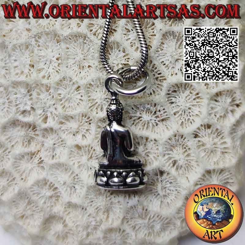 Silver pendant, Buddha sculpture "Dhyana Mudra" meditation