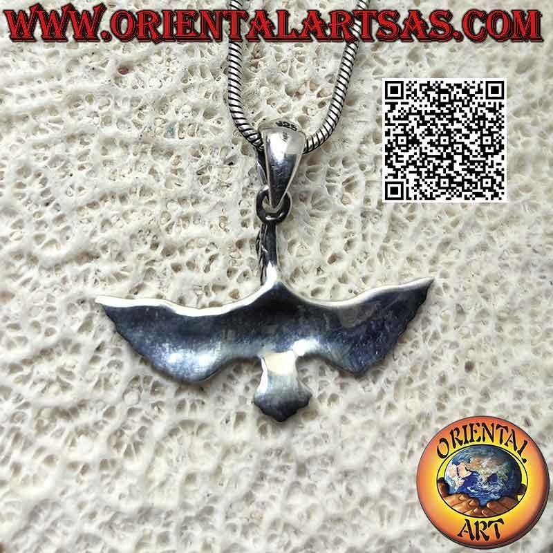 Pendentif en argent héron en vol aux ailes déployées (vue de dessus)